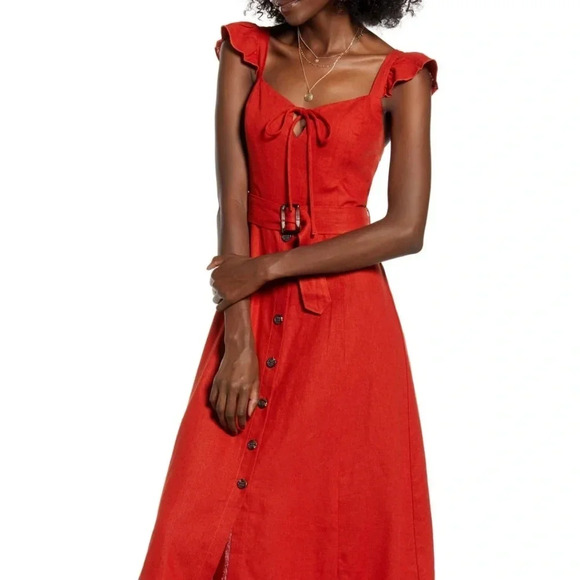 NWT Band of Gypsies Honeysuckle Orange Midi Dress S - Picture 1 of 7